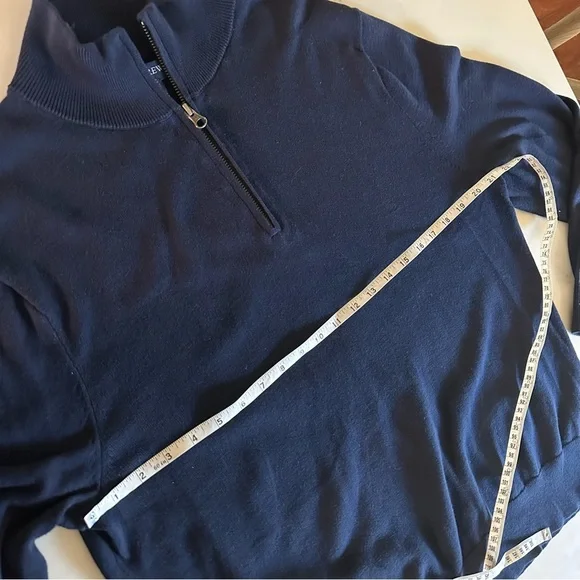 J.Crew Mens Navy Blue 100% Cotton Half Zip Sweater Size Large-B35 - Picture 5 of 10